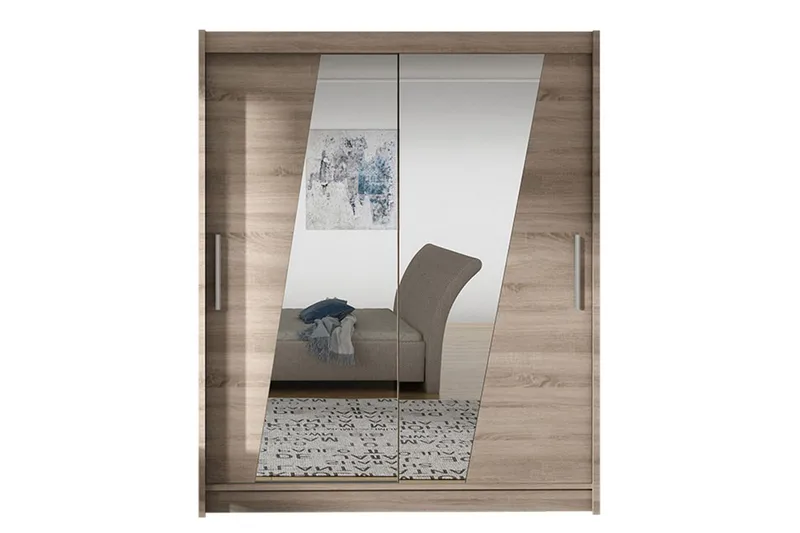 Leila Garderobe med Spejl 150x200 cm, Beige