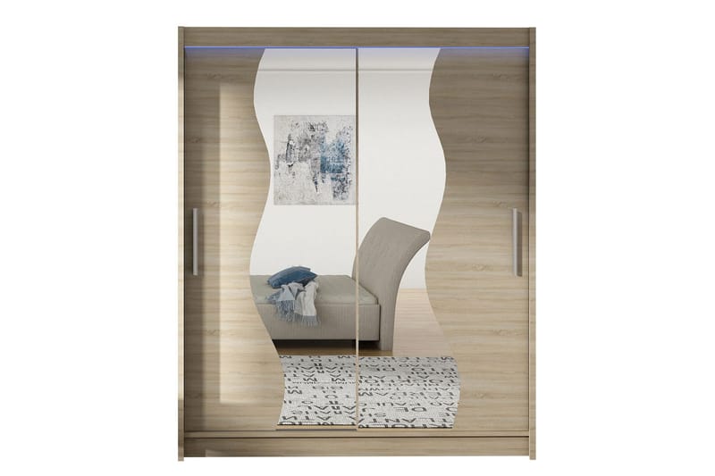 Leila Garderobe med Spejl 150x200 cm, Beige