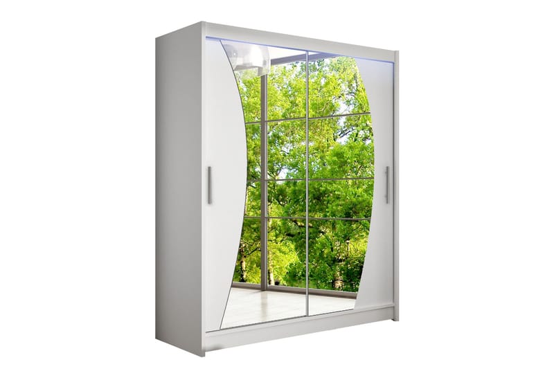 Leila Garderobe med Spejl 150x200 cm, Hvid