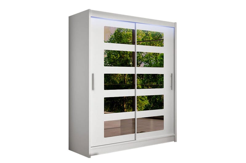 Leila Garderobe med Spejl 150x200 cm, Hvid