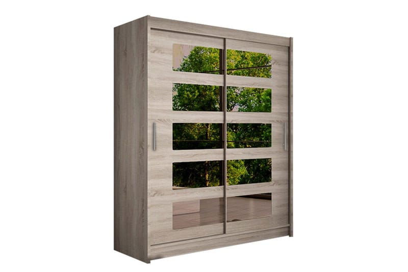 Leila Garderobe Skydedøre 5-Delt Spejl - Eg - Opbevaring - Tøjopbevaring - Garderobeskabe