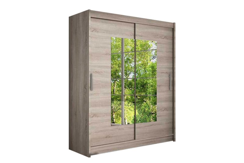 Leila Garderobe Skydedøre Smal Firkantet Spejl, Eg