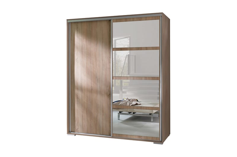 Leo garderobe 180x66x217 cm - Beige / Brun / Hvid - Garderobeskabe - Garderobeskab & klædeskab