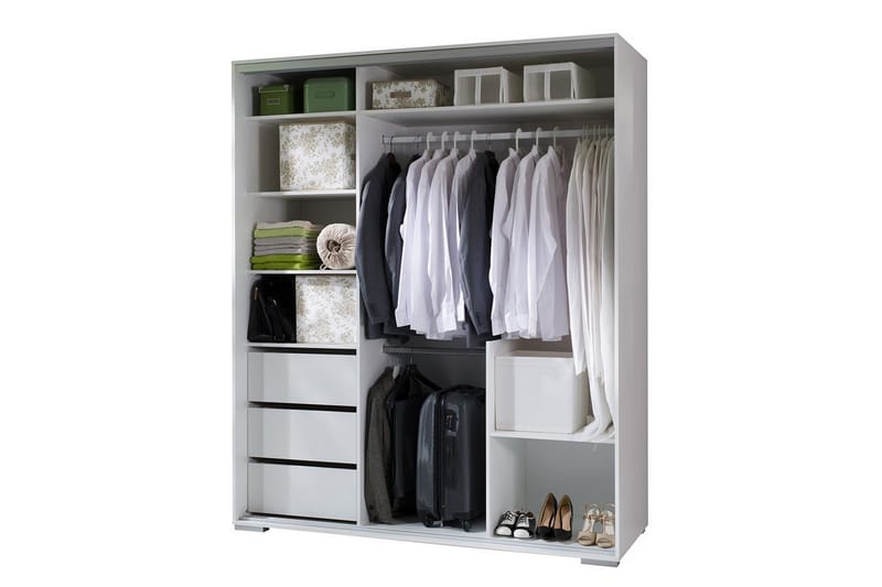 Leo garderobe 180x66x217 cm - Hvid - Opbevaring - Tøjopbevaring - Garderobeskabe