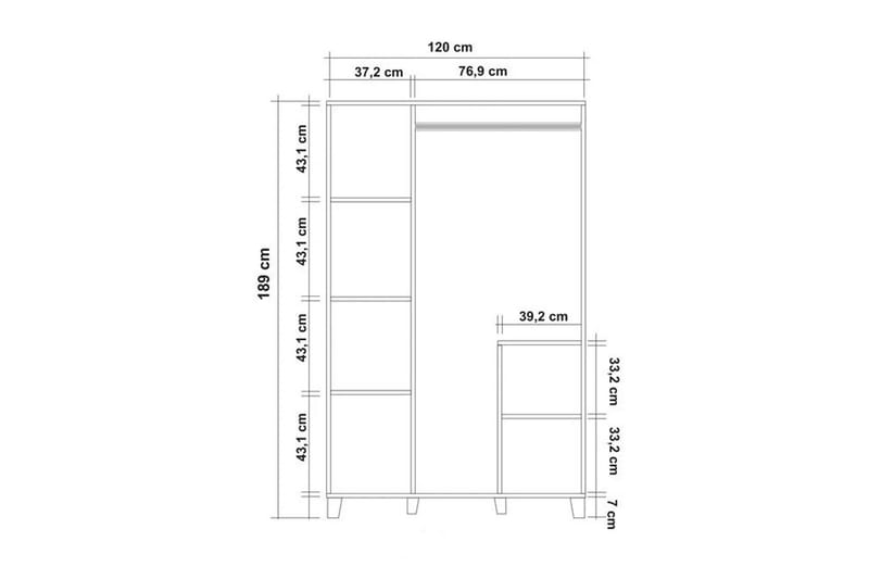 Leva Garderobe 120x189 cm Brun - Hanah Home - Opbevaring - Tøjopbevaring - Garderobeskabe