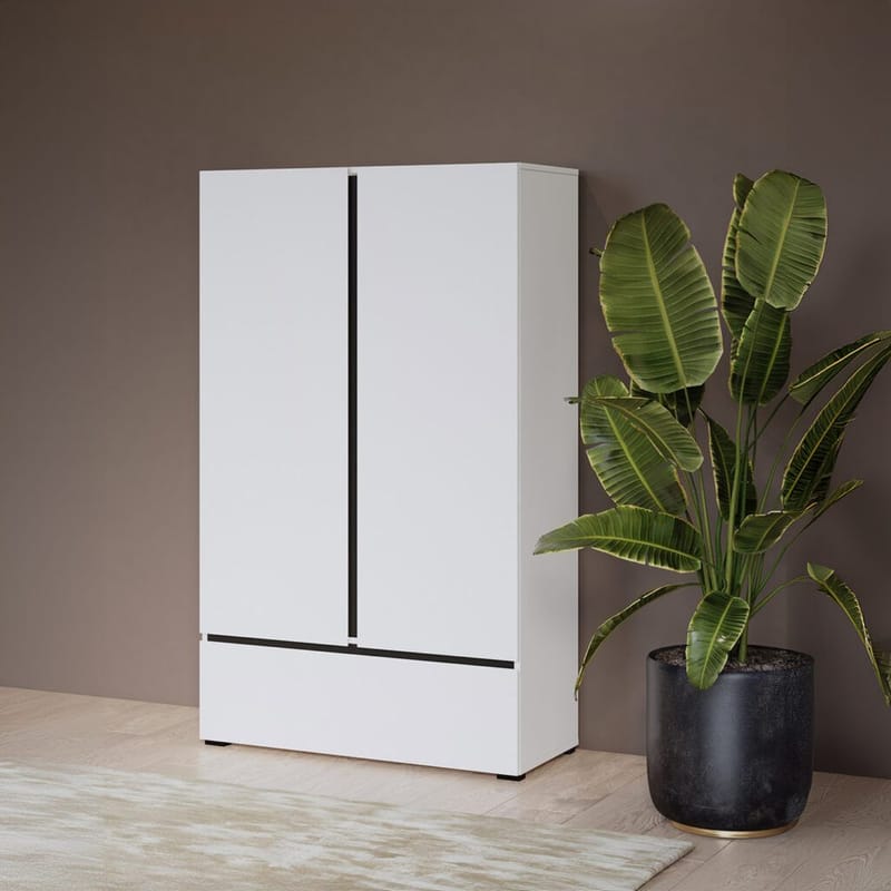 Linnedskab Cross S 2 Døre 1 Skuffe - Hvid - Opbevaring - Tøjopbevaring - Garderobeskabe - Garderobeskab & klædeskab