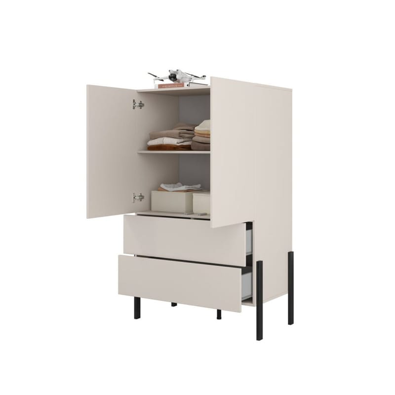 Linnedskab Jukon S 2 Døre med 2 Skuffer - Cashmere - Opbevaring - Tøjopbevaring - Garderobeskabe - Garderobeskab & klædeskab