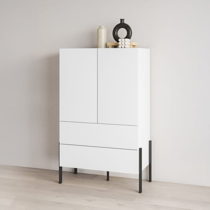 Linnedskab Jukon S 2 Døre med 2 Skuffer - Hvid supermat - Opbevaring - Tøjopbevaring - Garderobeskabe - Garderobeskab & klædeskab