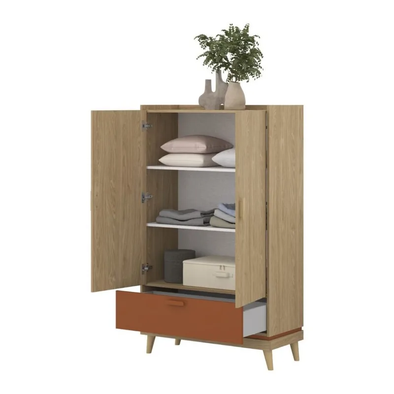 Linnedskab Scandi 2 døre 1 skuffe - Oliebehandlet Eg - Opbevaring - Tøjopbevaring - Garderobeskabe - Garderobeskab & klædeskab