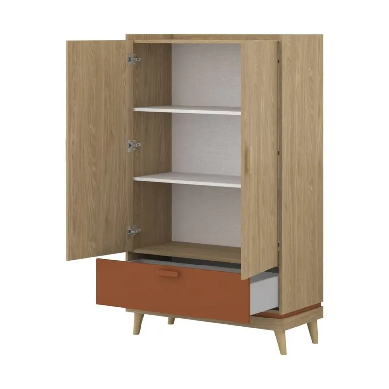 Linnedskab Scandi 2 døre 1 skuffe - Oliebehandlet Eg - Opbevaring - Tøjopbevaring - Garderobeskabe - Garderobeskab & klædeskab