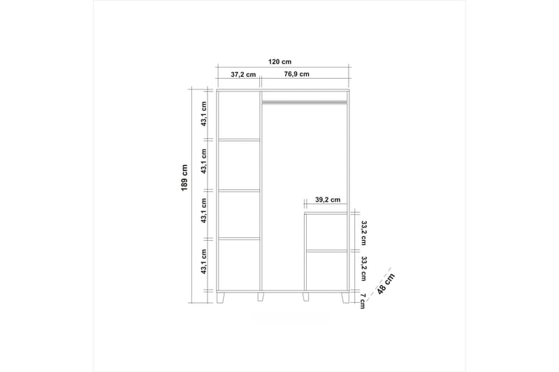 Linsy Garderobe 189 cm - Træ/natur - Garderobeskabe - Garderobeskab & klædeskab