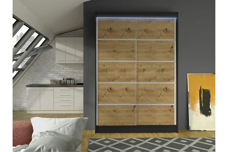 Liverpool Garderobe 120x200 cm - Grå - Opbevaring - Tøjopbevaring - Garderobeskabe