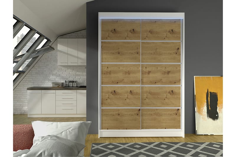 Liverpool Garderobe 120x200 cm - Hvid/Brun - Opbevaring - Tøjopbevaring - Garderobeskabe