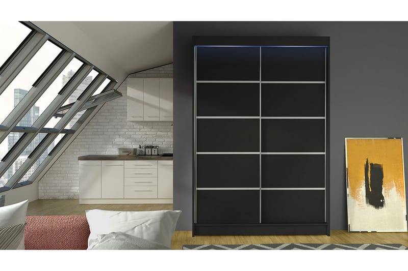 Liverpool Garderobe 120x200 cm - Sort - Opbevaring - Tøjopbevaring - Garderobeskabe