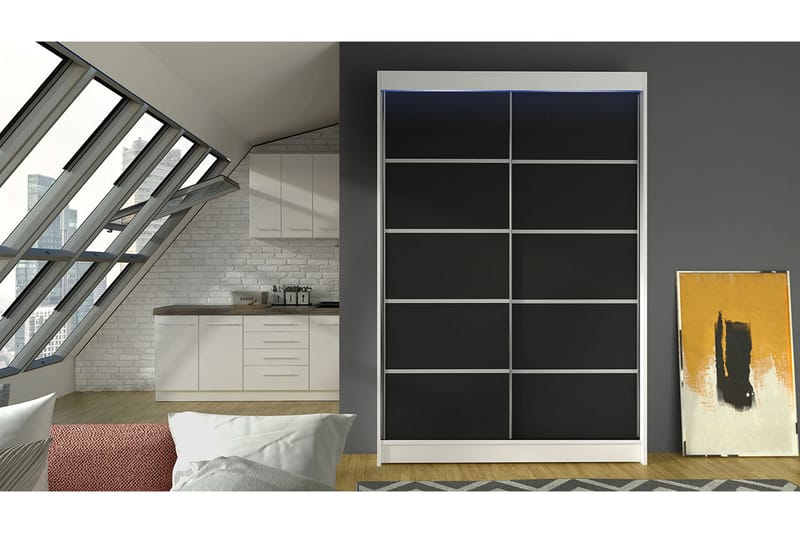 Liverpool Garderobe 120x200 cm - Sort/Hvid - Opbevaring - Tøjopbevaring - Garderobeskabe