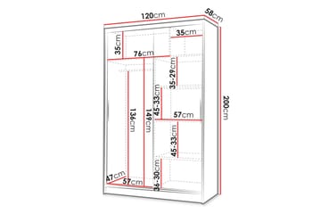 Liverpool Garderobe Med Spejl 120x200 cm - Beige - Opbevaring - Tøjopbevaring - Garderobeskabe