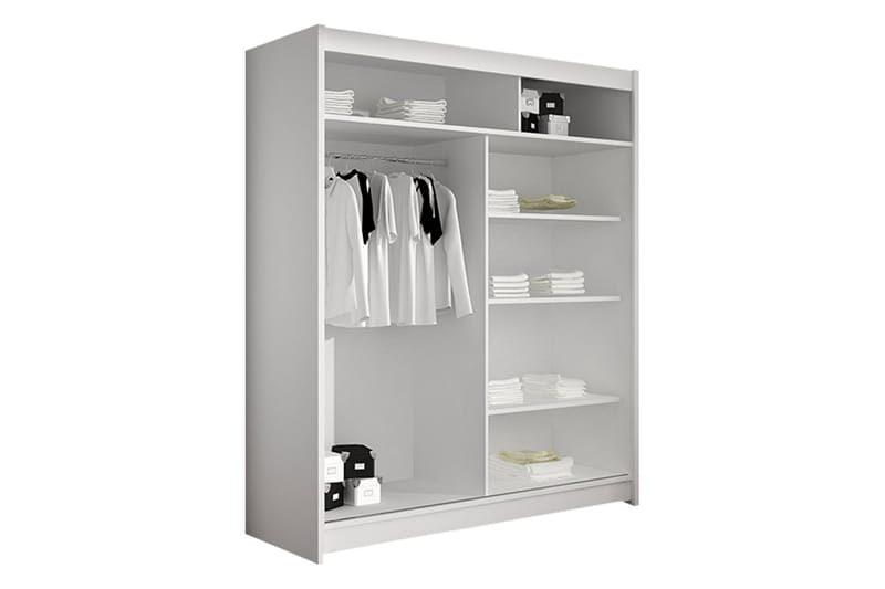 Liverpool Garderobe Med Spejl 120x200 cm - Grå - Opbevaring - Tøjopbevaring - Garderobeskabe
