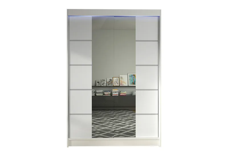 Liverpool Garderobe med Spejl 120x200 cm - Hvid - Opbevaring - Tøjopbevaring - Garderobeskabe