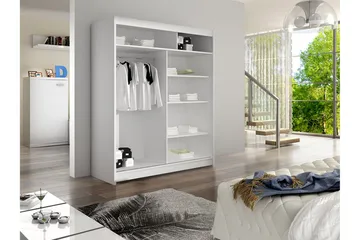 Liverpool Garderobe Med Spejl 120x200 cm - Hvid/Brun - Opbevaring - Tøjopbevaring - Garderobeskabe