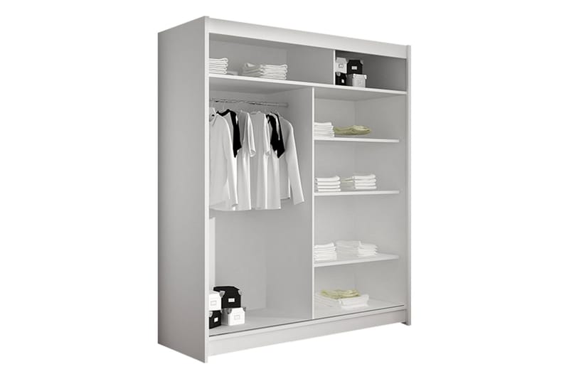 Liverpool Garderobe Med Spejl 120x200 cm - Hvid/Brun - Opbevaring - Tøjopbevaring - Garderobeskabe