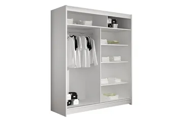 Liverpool Garderobe Med Spejl 120x200 cm - Hvid/Brun - Opbevaring - Tøjopbevaring - Garderobeskabe