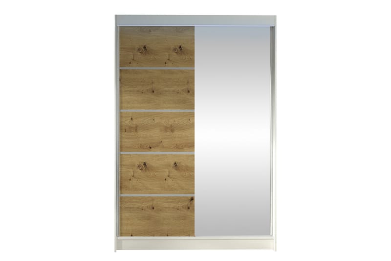 Liverpool Garderobe Med Spejl 120x200 cm - Hvid/Brun - Opbevaring - Tøjopbevaring - Garderobeskabe