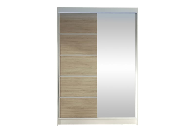 Liverpool Garderobe Med Spejl 120x200 cm - Hvid/Brun - Opbevaring - Tøjopbevaring - Garderobeskabe