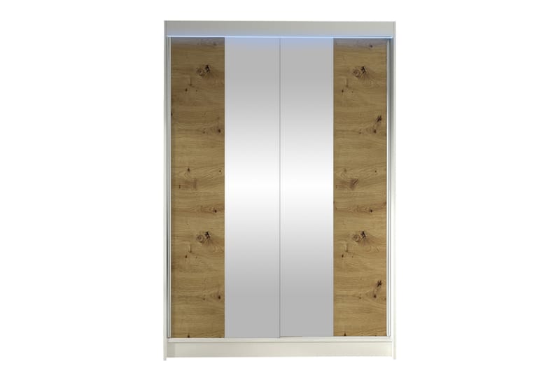 Liverpool Garderobe Med Spejl 120x200 cm - Hvid/Brun - Opbevaring - Tøjopbevaring - Garderobeskabe