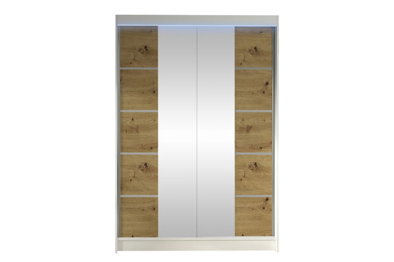 Liverpool Garderobe Med Spejl 120x200 cm - Hvid/Brun - Opbevaring - Tøjopbevaring - Garderobeskabe