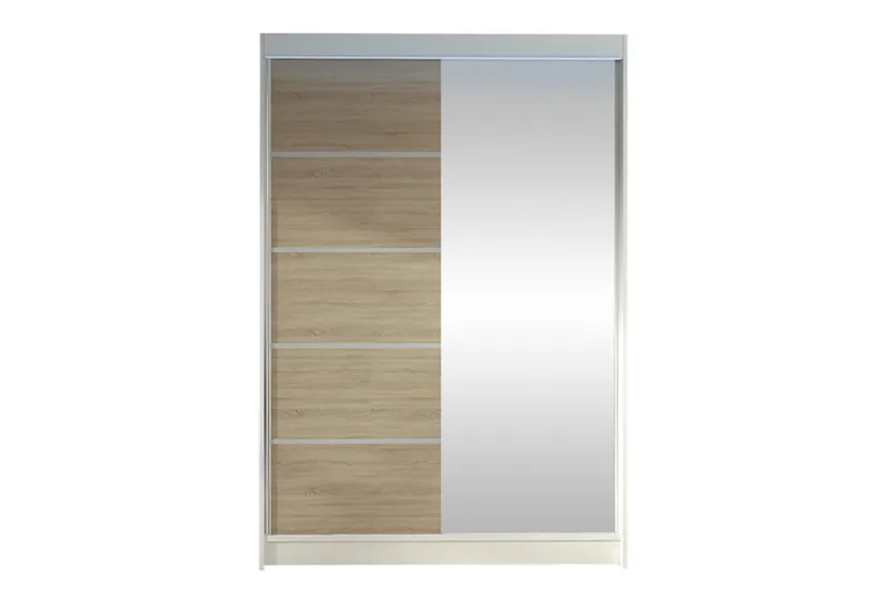 Liverpool Garderobe Med Spejl 120x200 cm, Hvid/Brun