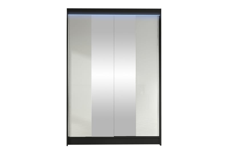 Liverpool Garderobe Med Spejl 120x200 cm - Sort Og Hvid - Opbevaring - Tøjopbevaring - Garderobeskabe