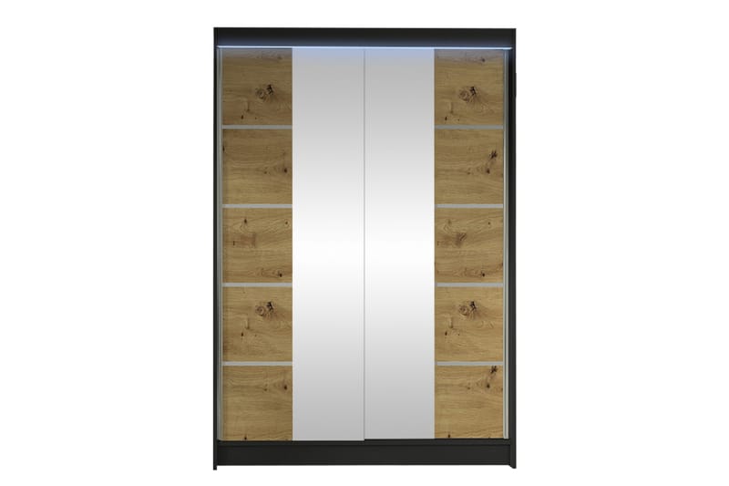 Liverpool Garderobe Med Spejl 120x200 cm - Sort/Brun - Opbevaring - Tøjopbevaring - Garderobeskabe