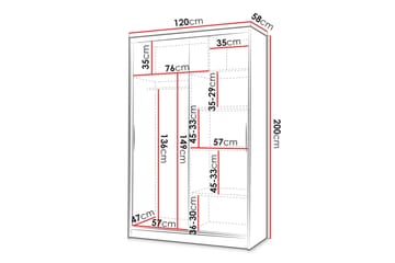 Liverpool Garderobe Med Spejl 120x200 cm - Sort/Brun - Opbevaring - Tøjopbevaring - Garderobeskabe