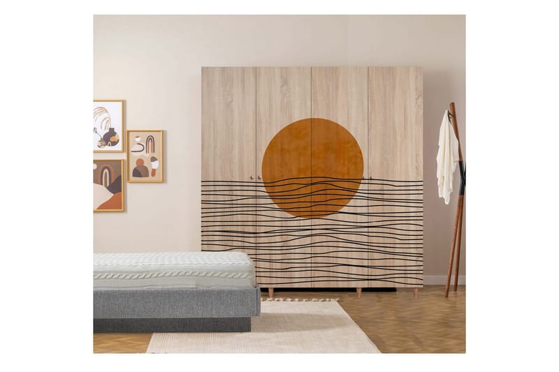 Loni Garderobe 180x192 cm - Natur - Opbevaring - Tøjopbevaring - Garderobeskabe