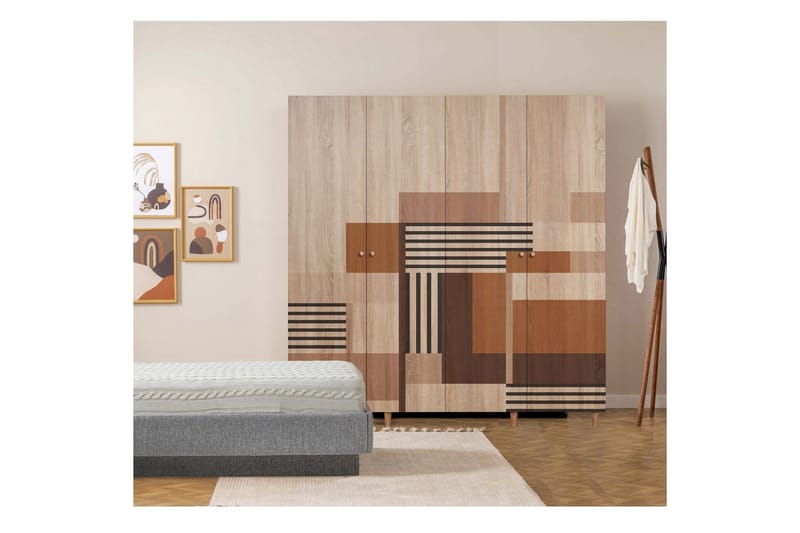 Loni Garderobe 180x192 cm - Natur - Opbevaring - Tøjopbevaring - Garderobeskabe