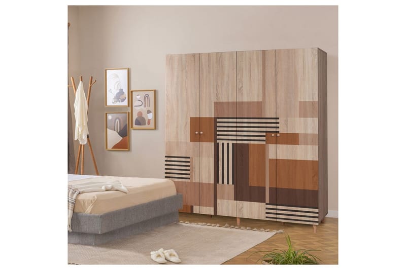 Loni Garderobe 180x192 cm - Natur - Opbevaring - Tøjopbevaring - Garderobeskabe - Garderobeskab & klædeskab