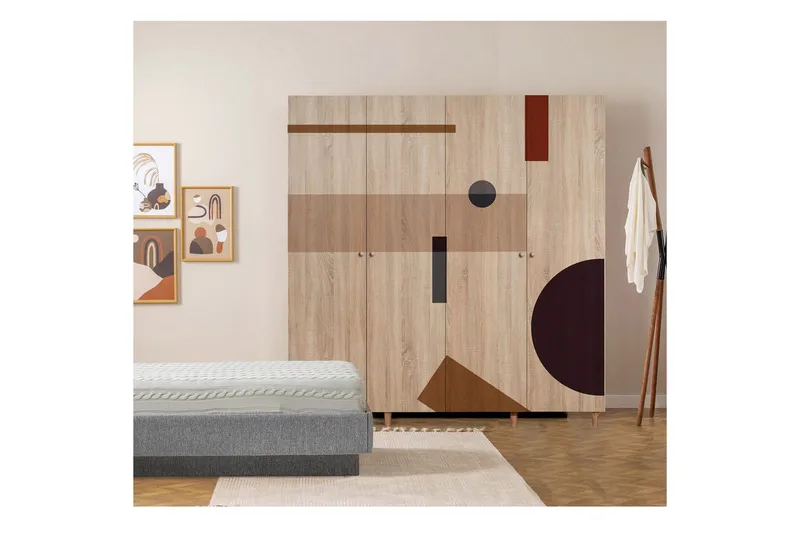 Loni Garderobesskåp 180x192 cm - Opbevaring - Tøjopbevaring - Garderobeskabe - Garderobeskab & klædeskab