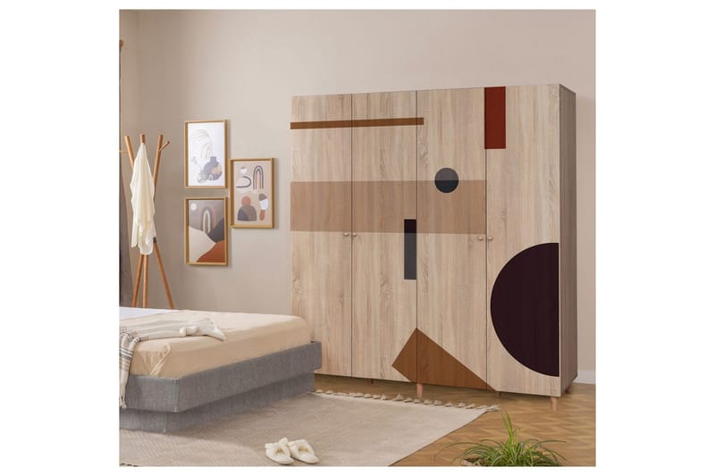 Loni Garderobesskåp 180x192 cm - Opbevaring - Tøjopbevaring - Garderobeskabe - Garderobeskab & klædeskab