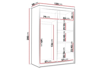 Lungos Garderobe 120x200 cm - Sort/Hvid - Opbevaring - Tøjopbevaring - Garderobeskabe