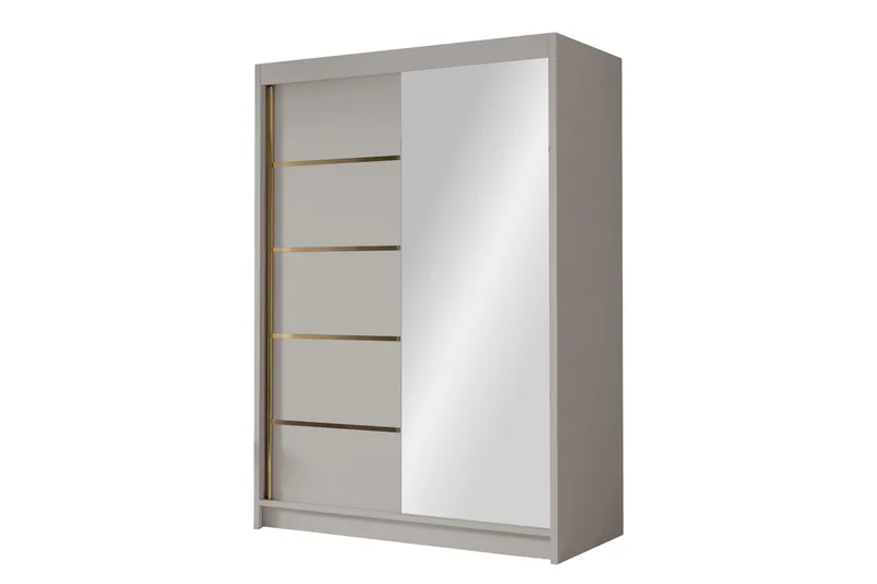 Lungos Garderobe med Spejl 120x200 cm - Beige - Opbevaring - Tøjopbevaring - Garderobeskabe