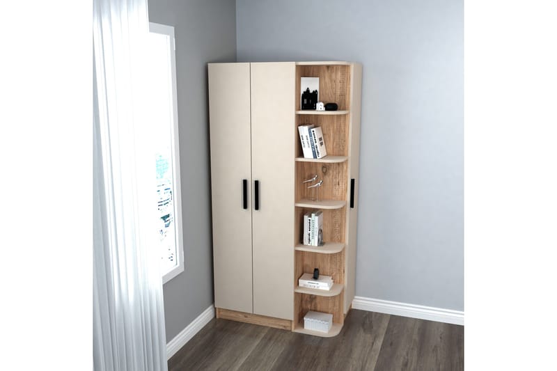 Luses Garderobe 90x181,8 cm - Brun/Beige - Opbevaring - Tøjopbevaring - Garderobeskabe