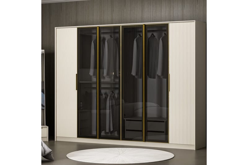 Luxe Garderobe 270 cm - Guld/Hvid - Garderobeskabe - Garderobeskab & klædeskab