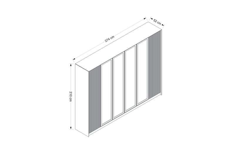 Luxe Garderobe 270 cm - Guld/Hvid - Garderobeskabe - Garderobeskab & klædeskab