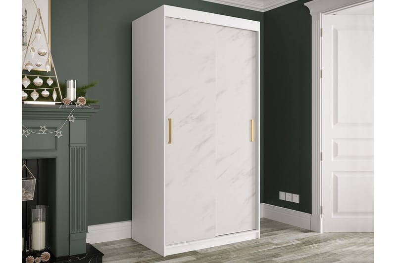 Marmuria Garderobe 100 cm Marmormønster - Hvid/Guld - Opbevaring - Tøjopbevaring - Garderobeskabe