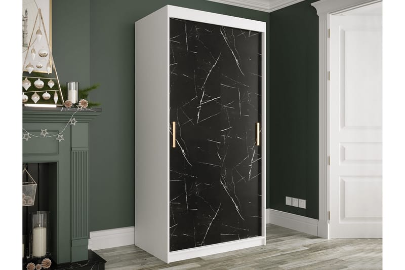 Marmuria Garderobe 100 cm Marmormønster - Hvid/Sort/Guld - Opbevaring - Tøjopbevaring - Garderobeskabe