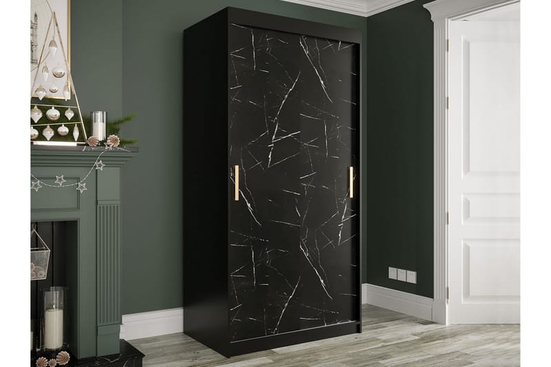Marmuria Garderobe 100 cm Marmormønster - Sort - Opbevaring - Tøjopbevaring - Garderobeskabe