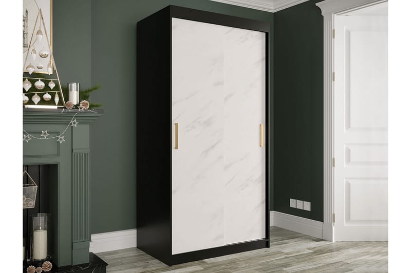 Marmuria Garderobe 100 cm Marmormønster - Sort/Hvid/Guld - Opbevaring - Tøjopbevaring - Garderobeskabe