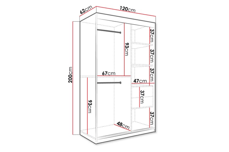 Marmuria Garderobe 120 cm Marmormønster - Hvid/Guld - Garderobeskabe - Garderobeskab & klædeskab