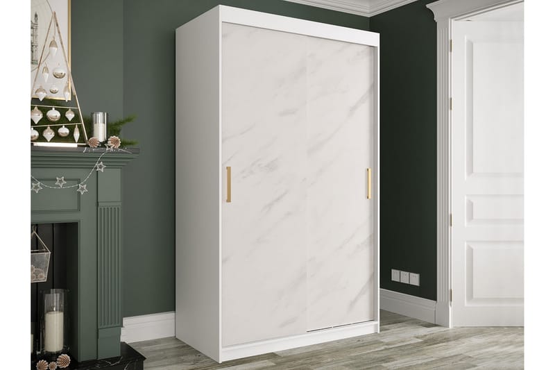 Marmuria Garderobe 120 cm Marmormønster - Hvid/Guld - Opbevaring - Tøjopbevaring - Garderobeskabe