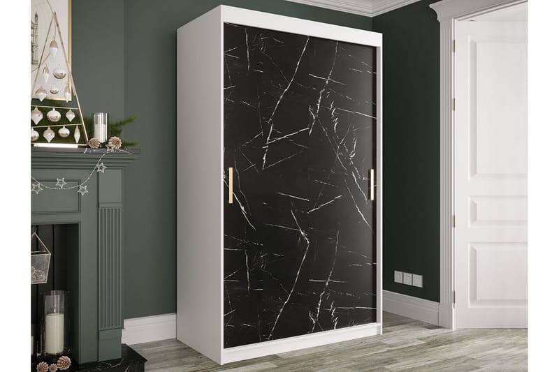 Marmuria Garderobe 120 cm Marmormønster - Hvid/Sort/Guld - Opbevaring - Tøjopbevaring - Garderobeskabe